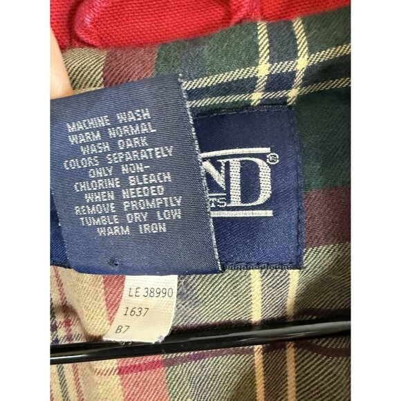 Lands End Chore Barn Coat Mens Large Tall Red Corduroy Collar Flannel Lined VTG - Picture 6 of 13